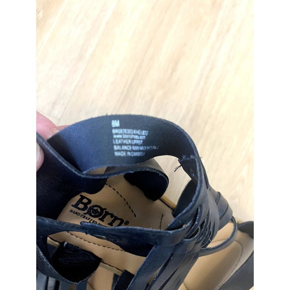 NWOB Born Black Leather Gladiator Sandals 8 - Picture 10 of 12